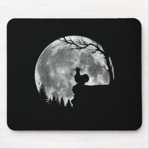Tapis De Souris Poule Soie Lune Silhouette Drôle Paresseux Hallowe