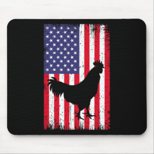 Tapis De Souris Poulet au drapeau américain Ferme Animal Ranch
