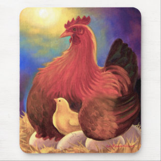 Tapis De Souris Poulet avec l'art de ferme de poussin - multi