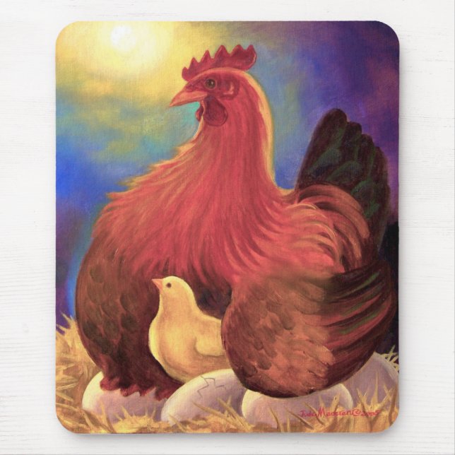 Tapis De Souris Poulet avec l'art de ferme de poussin - multi (Devant)