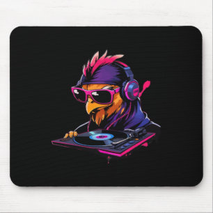 Tapis De Souris Poulet avec lunettes de soleil et casque en tant q