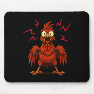 Tapis De Souris Poulet Cartoon Fermier Criant Drôle D'Animal De Fe