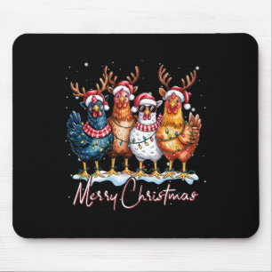 Tapis De Souris Poulet de lumières de Noël Santa drôle de sapin de