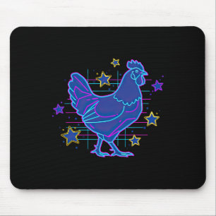 Tapis De Souris Poulet drôle mème bleu rose vaporwave rétro gras