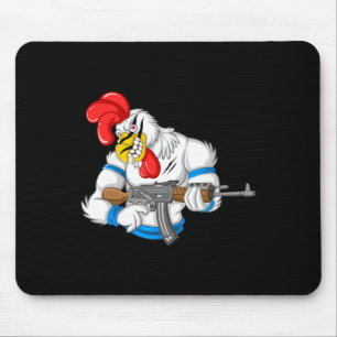 Tapis De Souris Poulet en colère Dessin animé Arme Coq Drôle Pisto