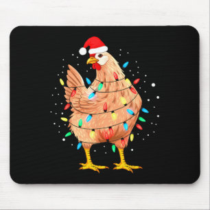 Tapis De Souris Poulet Feux de Noël Ferme Animaux Drôle Noël Moi