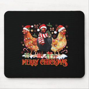 Tapis De Souris Poulet Noël Joyeux Chickmas Chapeau de Père Noël F