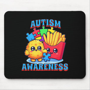 Tapis De Souris Poulet Nugget Et Frites Sensibilisation à l'autism