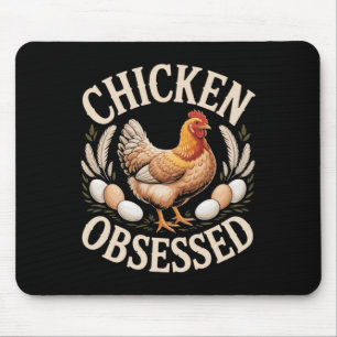 Tapis De Souris Poulet Obsédé Drôle Ckyard Amoureux de Poules _3