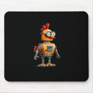 Tapis De Souris Poulet Robot Heureux Avec Ai Pour Amant De Robots