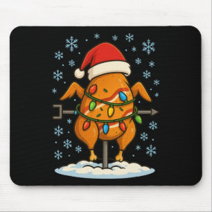 Tapis De Souris Poulet rôti enveloppé de lumières de Noël amusante