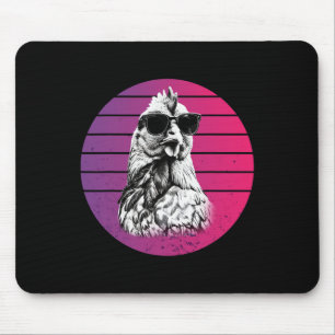 Tapis De Souris Poulet Sungles Croquis Cool Plumes Humour Animal