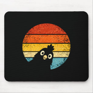 Tapis De Souris Poulet Vintage Silhouette Rétro Coucher de Soleil