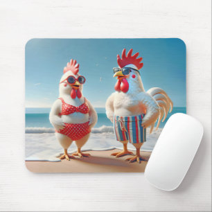 Tapis De Souris Poulets blancs portant des maillots de bain