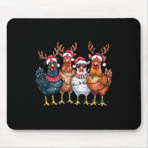 Tapis De Souris Poulets de Noël Renne Animaux de la ferme Lumières