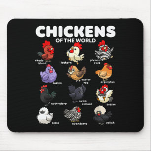 Tapis De Souris Poulets du monde dessins animés drôles de races de