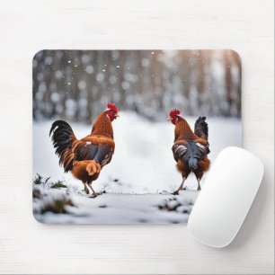 Tapis De Souris Poulets En Neige