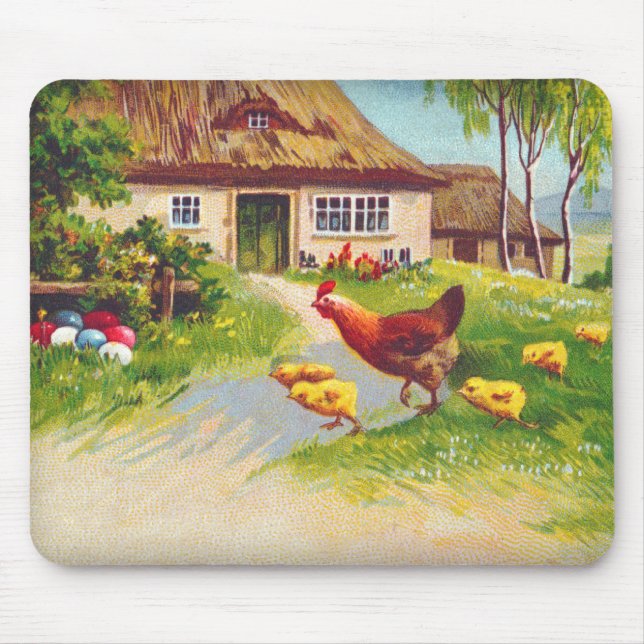 Tapis De Souris Poulets et oeufs de Pâques (Devant)