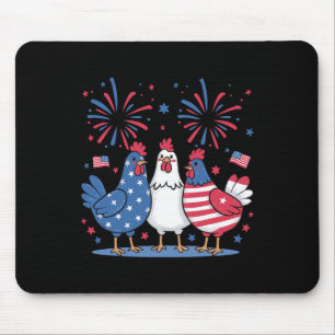 Tapis De Souris Poulets patriotiques drôles Drapeau américain 4 ju