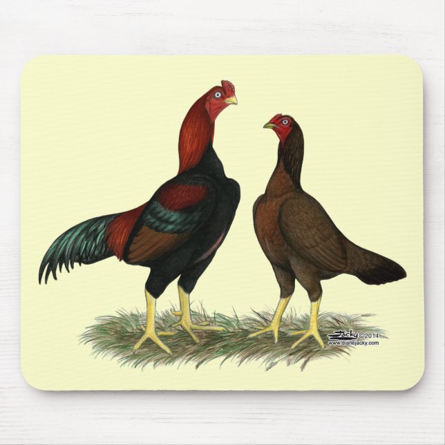 Tapis De Souris Poulets rouges noirs Aseel (Devant)