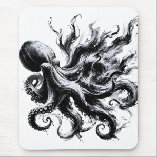Tapis De Souris Poulpe Kraken Fluide Encre Abstraite