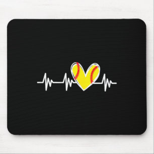 Tapis De Souris Pouls de softball Amour cœur pour femmes adolescen