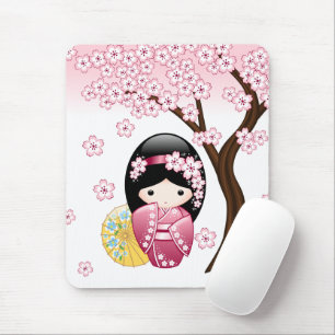 Tapis De Souris Poupée Kokeshi Printemps - Cute Japonaise Geisha G