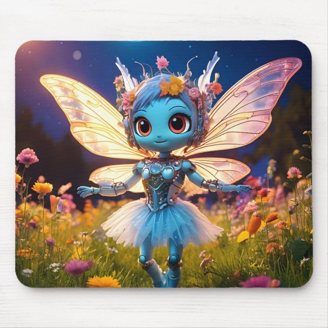 Tapis De Souris Poupée robot danseuse de ballet dans les fleurs sa (Devant)