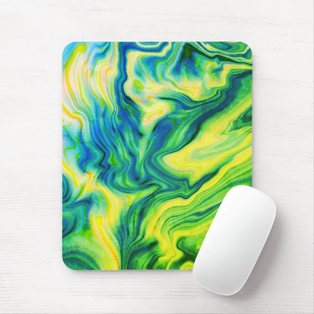 Tapis De Souris Pour acrylique, Bleu, Vert, Jaune / (Avec souris)
