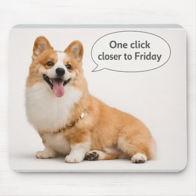 Tapis de souris pour chiot Corgi - Un clic de plus (Devant)