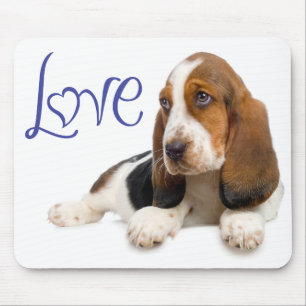 Tapis de souris pour ordinateur avec chiot Basset