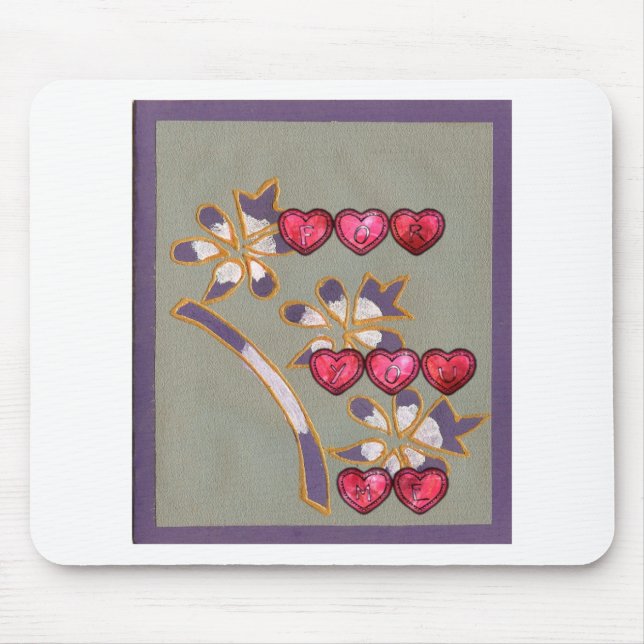 Tapis De Souris Pour Vous De Moi : Beau Coeurs Floraux Design (Devant)
