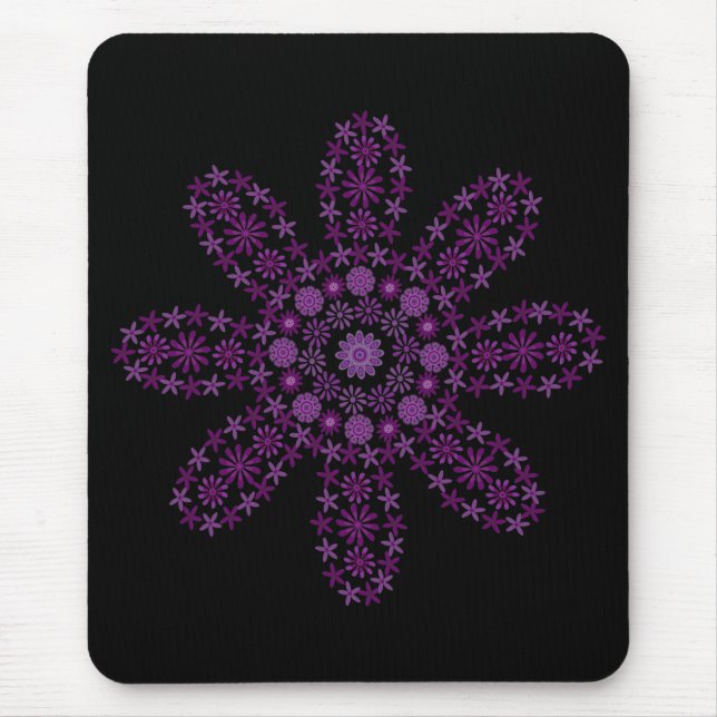 Tapis de souris pourpre de noir de fleur de bande (Devant)