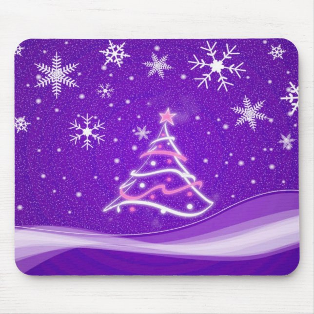 Tapis De Souris Pourpre de scène de forêt de plein hiver (Devant)