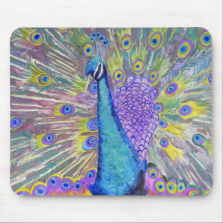 Tapis De Souris Pourpre et bleu de danse de paon