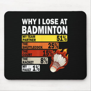 Tapis De Souris Pourquoi je perds au badminton drôle c'est ma faut