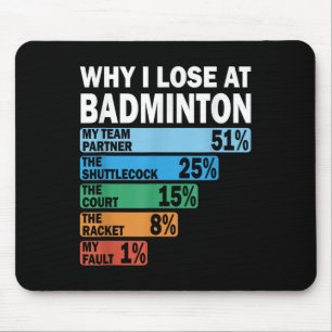 Tapis De Souris Pourquoi je perds au badminton drôle ma faute