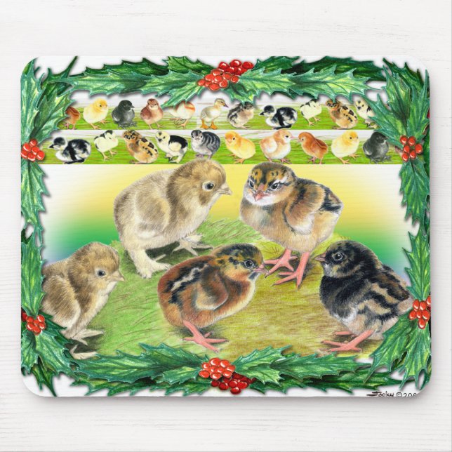 Tapis De Souris Poussins de Noël (Devant)
