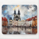 Tapis De Souris Prague nuit en République Tchèque<br><div class="desc">Prague twilight,  ville médiévale pittoresque en Bohême,  République Tchèque.</div>