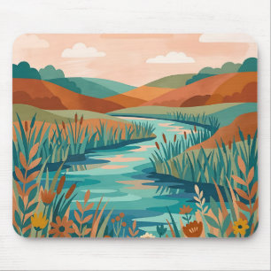 Tapis de souris Prairie de bord de rivière cuivre
