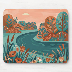 Tapis de souris Prairie Rivière Teal Cuivre