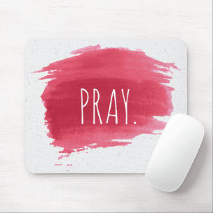 Tapis De Souris PRAY Texte Sur Le Papier De Peinture Rouge