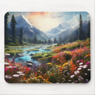 Tapis De Souris Pré coloré dans les montagnes