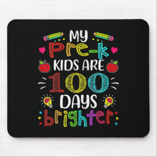 Tapis De Souris Pré-k Enseignant 100 Jours Plus Brighter 100ème Jo
