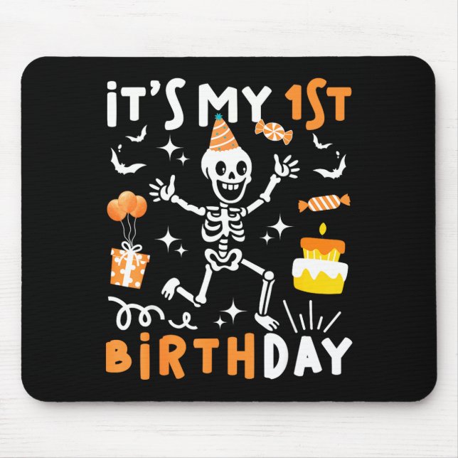 Tapis De Souris premier anniversaire enfants drôle squelette 1er a (Devant)