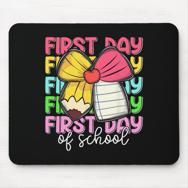 Tapis De Souris Premier Jour D'école Professeurs Crayon Arc Retour (Devant)