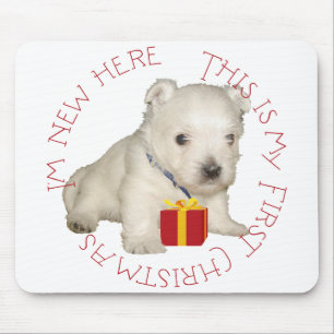 Tapis De Souris Premier Noël de chiot Westie