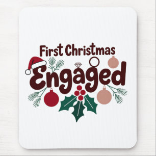 Tapis De Souris Premier Noël des couples amoureux fiancés pour les
