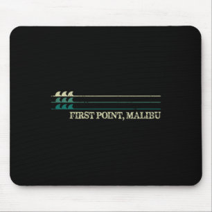 Tapis De Souris Premier Point Malibu Break Surfing Vague Rétro
