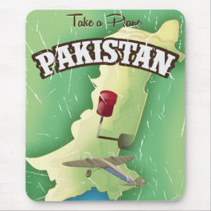 Tapis De Souris Prenez un avion Affiche de voyage au Pakistan